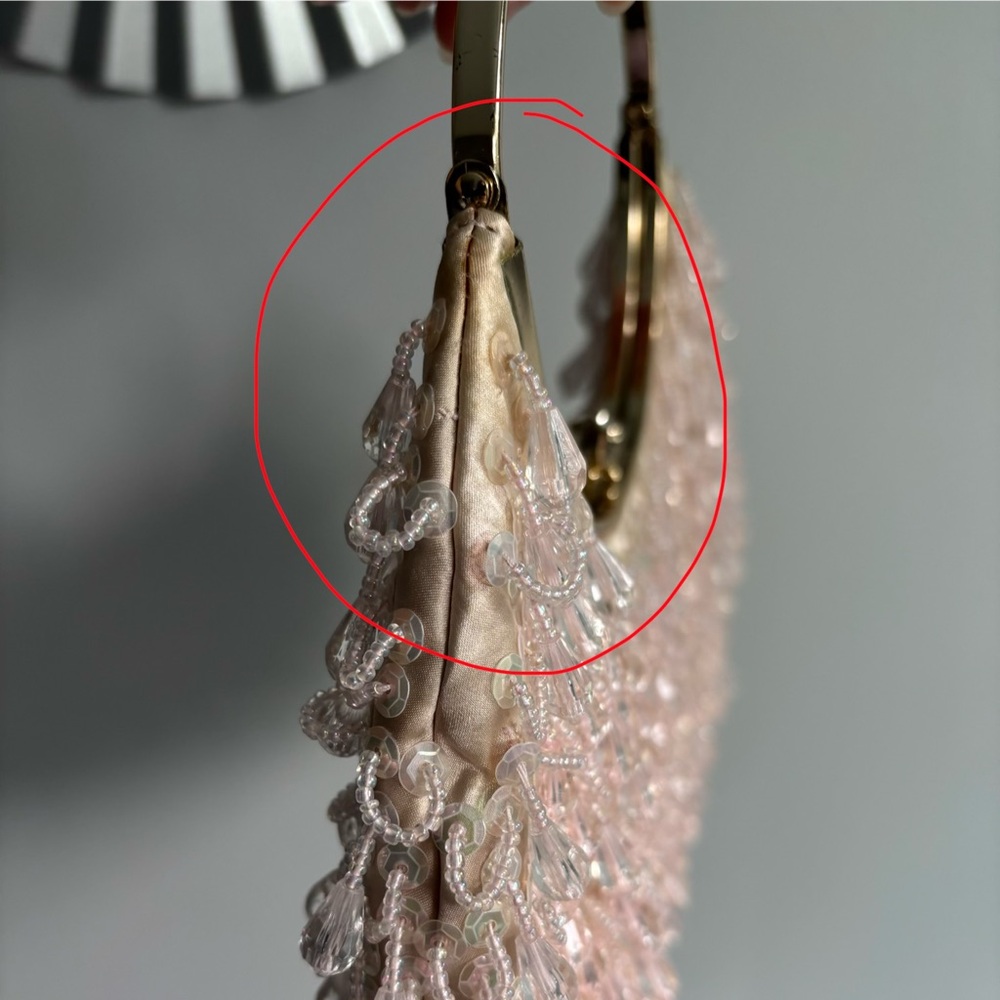 Banana Republic Elegant Pale Pink Beaded Silk Evening Bag - Picture 16 of 16